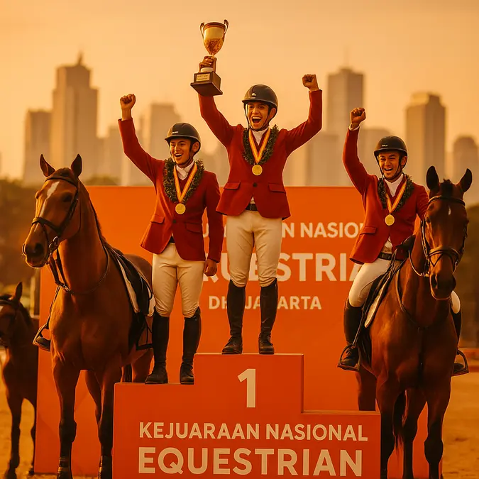 Podium kemenangan DKI Jakarta di Kejurnas Berkuda Memanag III 2026